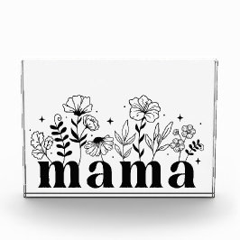 Minimalistic Black & White Wildflower Mama フォトブロック