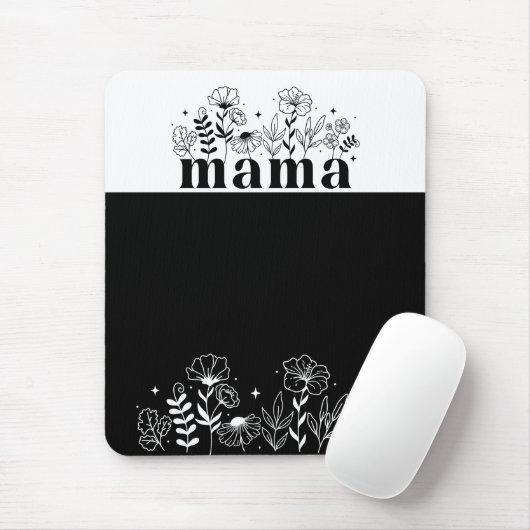 Minimalistic Black & White Wildflower Mama  マウスパッド (マウス)