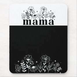 Minimalistic Black & White Wildflower Mama  マウスパッド