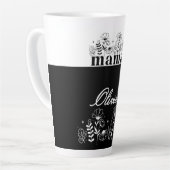 Minimalistic Black & White Wildflower Mama Custom カフェラテマグ (左アングル)