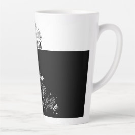 Minimalistic Black & White Wildflower Mama Custom カフェラテマグ