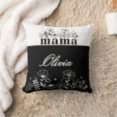 Minimalistic Black & White Wildflower Mama Custom クッション (ブランケット)