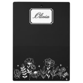 Minimalistic Black & White Wildflower Mama Custom クリップボード (裏面)