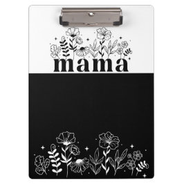 Minimalistic Black & White Wildflower Mama Custom クリップボード