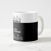Minimalistic Black & White Wildflower Mama Custom ジャンボコーヒーマグカップ (正面右)
