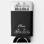 Minimalistic Black & White Wildflower Mama Custom スリム缶クーラー (裏面)