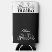 Minimalistic Black & White Wildflower Mama Custom スリム缶クーラー (正面)