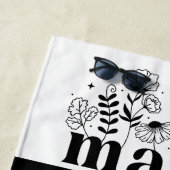 Minimalistic Black & White Wildflower Mama Custom ビーチタオル (インサイチュ)