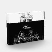 Minimalistic Black & White Wildflower Mama Custom フォトブロック (左)