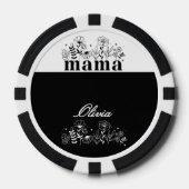 Minimalistic Black & White Wildflower Mama Custom ポーカーチップ (正面)