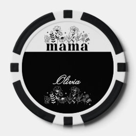 Minimalistic Black & White Wildflower Mama Custom ポーカーチップ