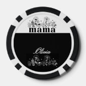 Minimalistic Black & White Wildflower Mama Custom ポーカーチップ (裏面)