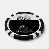 Minimalistic Black & White Wildflower Mama Custom ポーカーチップ (シングル)