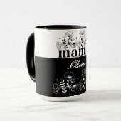 Minimalistic Black & White Wildflower Mama Custom マグカップ (正面左)