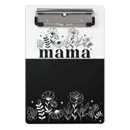 Minimalistic Black & White Wildflower Mama Custom ミニクリップボード