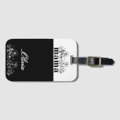 Minimalistic Black & White Wildflower Mama Custom ラゲッジタグ (正面横)