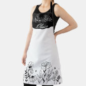 Minimalistic Black & White Wildflower Name Custom エプロン (インサイチュ)