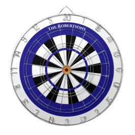 Minimalistic Blue and White Family Name  ダーツボード