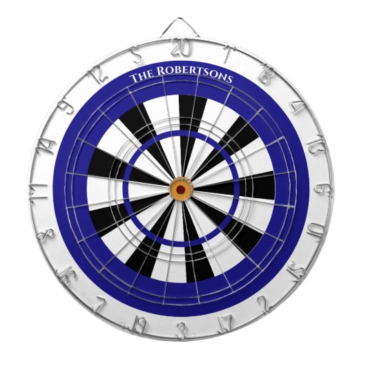 Minimalistic Blue and White Family Name  ダーツボード (正面)