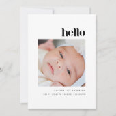 Minimalistic Bold "Hello" 5-Photo Baby Birth 案内状 (正面)