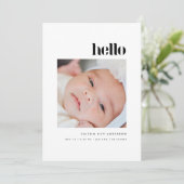 Minimalistic Bold "Hello" 5-Photo Baby Birth 案内状 (スタンド正面)
