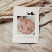 Minimalistic Bold "Hello" 5-Photo Baby Birth 案内状