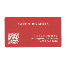 Minimalistic Burned Red Linen White Typography ラベル