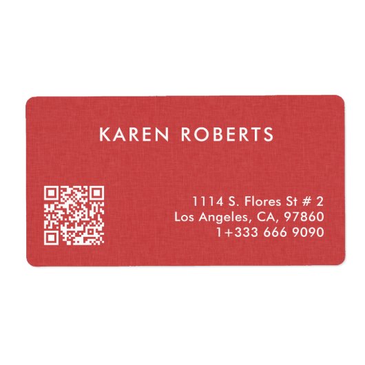 Minimalistic Burned Red Linen White Typography ラベル (正面)