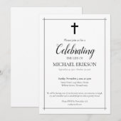 Minimalistic Celebration of Life Latin Cross 招待状 (正面/裏面)