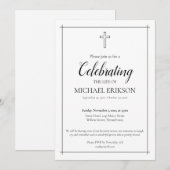 Minimalistic Celebration of Life Latin Cross 招待状 (正面/裏面)