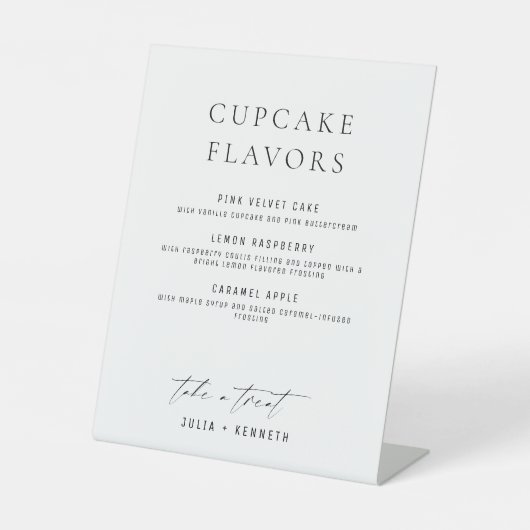 Minimalistic Classy Cupcake Flavors Wedding Sign 台座サイン (正面)