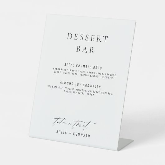Minimalistic Classy Dessert Menu Wedding Sign 台座サイン (正面)
