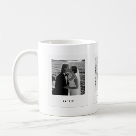 Minimalistic Couple 3 Polaroid Photos Wedding コーヒーマグカップ (左)
