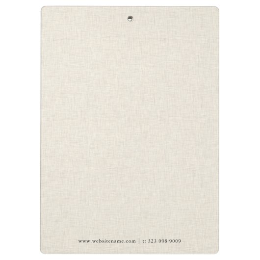 Minimalistic Cream Linen Texture Gray Typography クリップボード (裏面)
