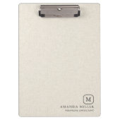 Minimalistic Cream Linen Texture Gray Typography クリップボード (正面)