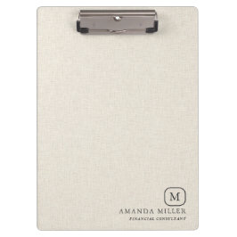 Minimalistic Cream Linen Texture Gray Typography クリップボード