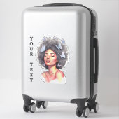 Minimalistic Custom Watercolor Afro Girl Butterfly シール (スーツケース)