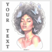 Minimalistic Custom Watercolor Afro Girl Butterfly シール (シート)