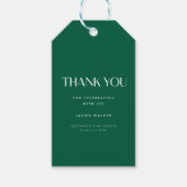 Minimalistic Dark Green Graduation Party Thank You ギフトタグ (正面)