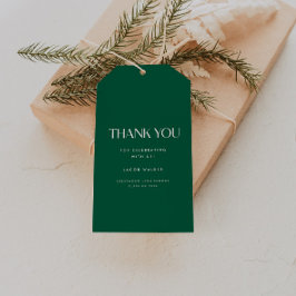 Minimalistic Dark Green Graduation Party Thank You ギフトタグ