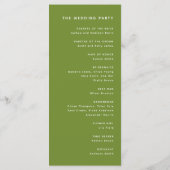 Minimalistic Dark Olive Green Wedding Ceremony プログラム (裏面)
