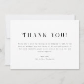 Minimalistic Elegant Black & White Wedding Date サンキューカード (裏面)