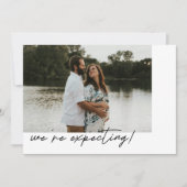 Minimalistic Elegant Script Photo Pregnancy 案内状 (正面)