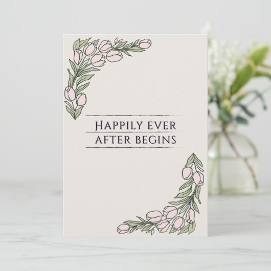 Minimalistic Floral Rustic Wedding Invite 招待状 (スタンド正面)