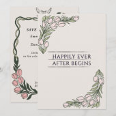 Minimalistic Floral Rustic Wedding Invite 招待状 (正面/裏面)