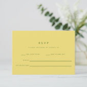 Minimalistic Formal Lemon Yellow & Green Wedding 出欠カード (スタンド正面)