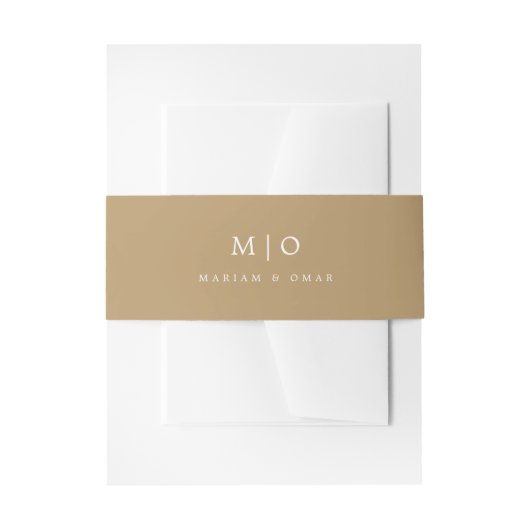 Minimalistic Gold Monogram Wedding Invitation 招待状ベリーバンド (正面例)