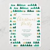 Minimalistic Green & Golden Woods Christmas 5"x7" 招待状 (正面/裏面)