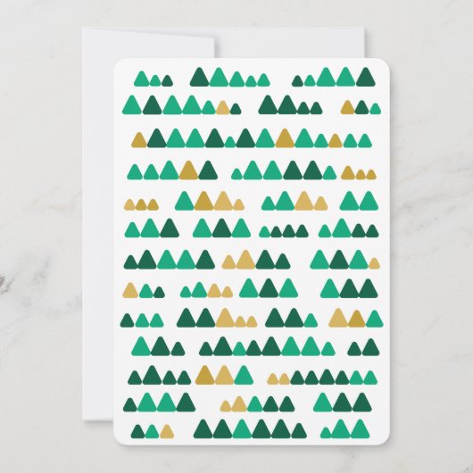 Minimalistic Green & Golden Woods Christmas 5"x7" 招待状 (裏面)