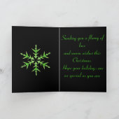 Minimalistic Green Snowflake Hand Drawn Art カード (内部)